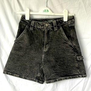 Black acid washed cargo jeans shorts